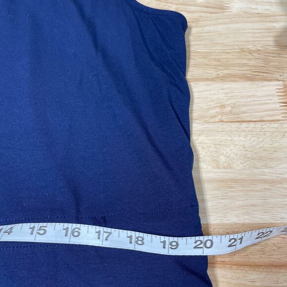 Eileen Fisher NWT Mock Neck Drawstring Tie Waist Dress Navy Size XL Sleeveless - Picture 7 of 9